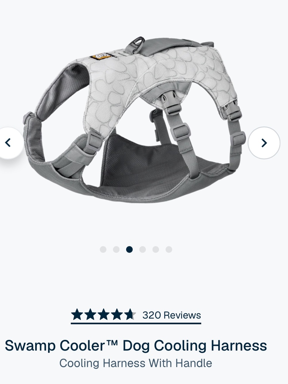 RuffWear Swamp Cooler Dog Cooling Harness in Light Gray and White - Picture 3 of 10